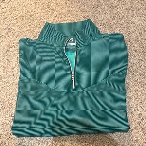 Striped Teal Quarter-Zip Sweatshirt